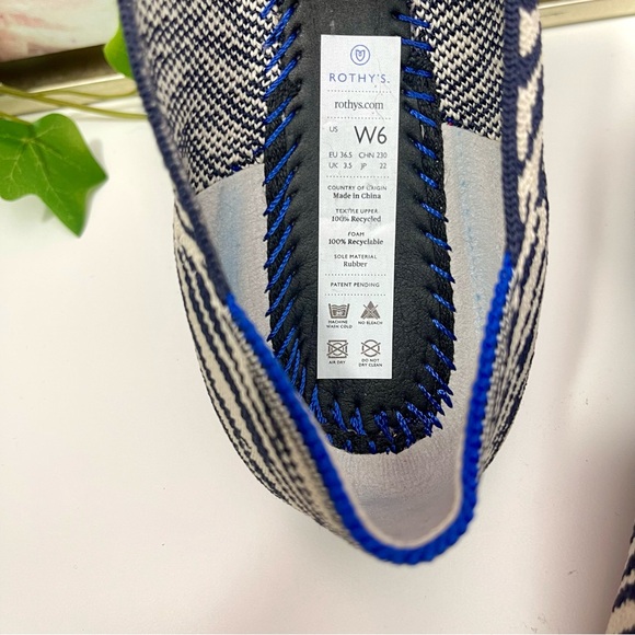 Rothy's The Almond Loafer Zebra Print Navy Blue & White Size 6 - Picture 15 of 15